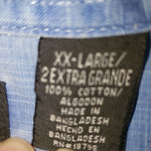 St. Johns Bay Men’s 2XL SS Jean Button-Down Shirt | Lightweight Blue Y2K - Picture 5 of 6